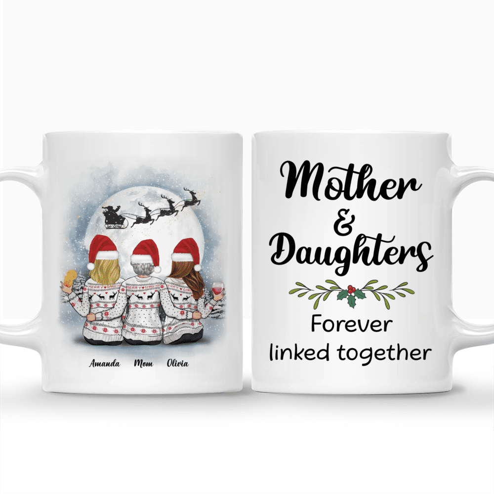 Christmas Moon - Mother & Daughters Forever Linked Together - Personalized Mug_3