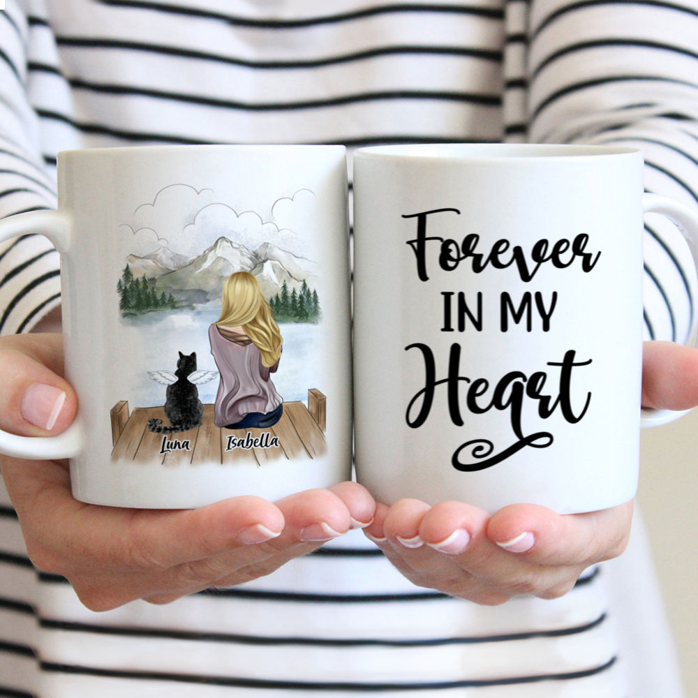 Personalized Mug - Girl and Cats - Forever In My Heart