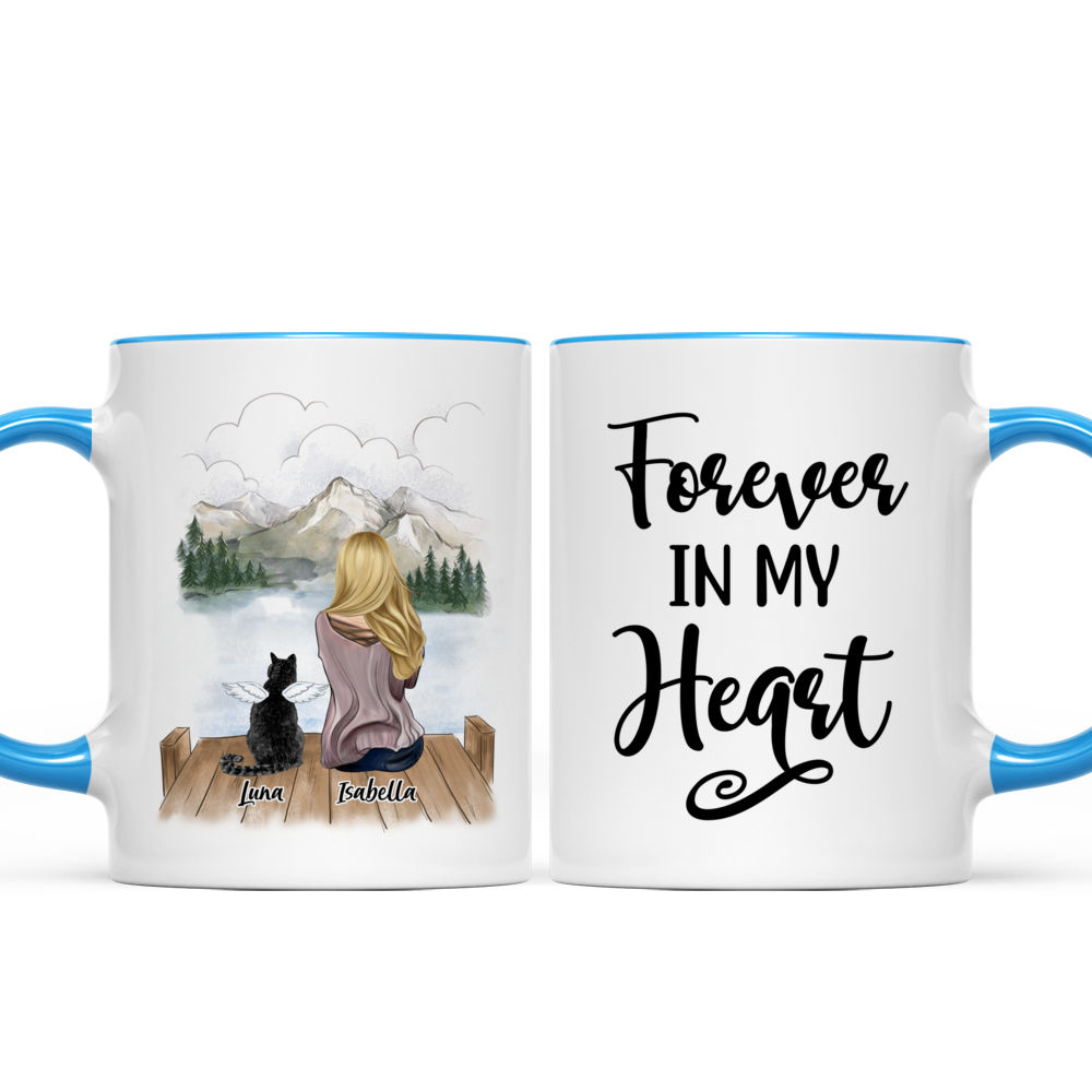 Girl and Cats Christmas Personalized Mug - Name, skin, hair, cat, back –  Giftymize™️