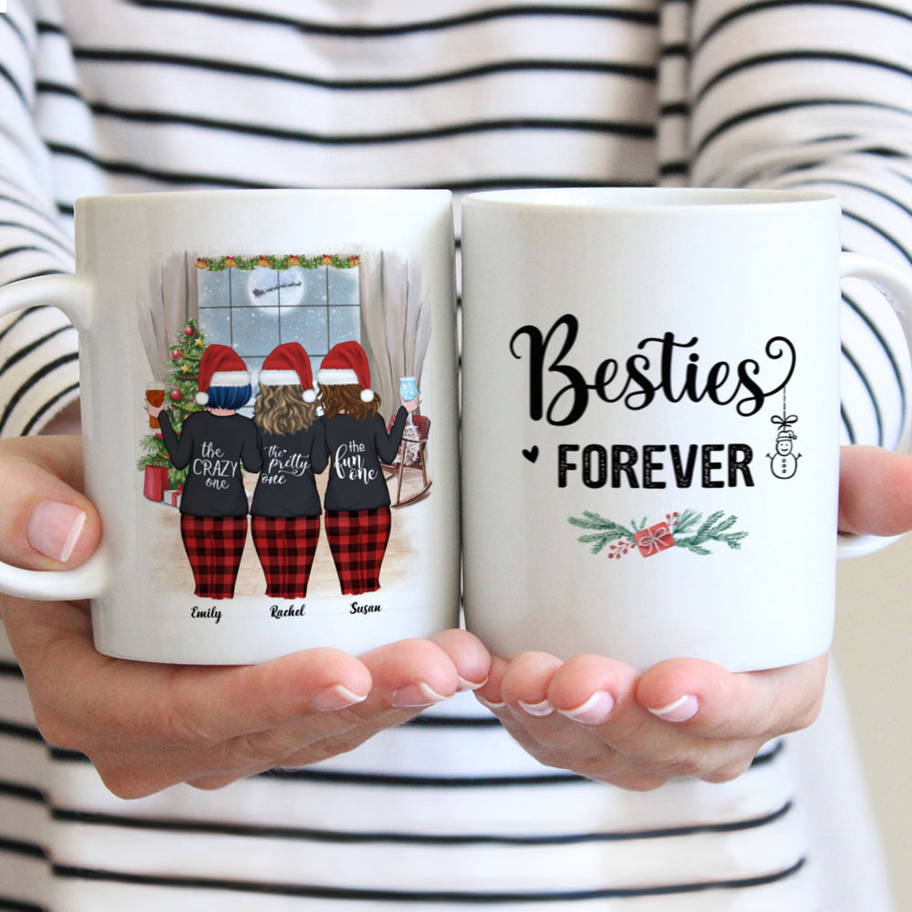 Xmas Pyjama - Up to 4 Ladies - Besties Forever (1) - Personalized Mug