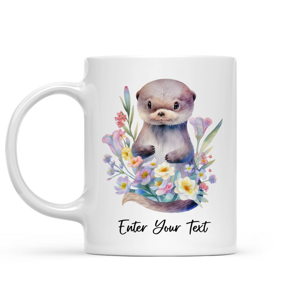 Otter Mug - Cute Baby Otter With Flowers - Custom Mug - I Love You Like No Otter - Lovely Gifts For Bestie, Family, Friend, Parents, Grandparents, Sister, Son, Daughter, Girlfriend-  Personalized Mug - 39667 39663_1