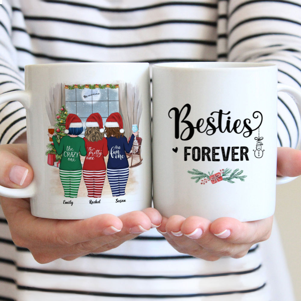 Personalized Mug - Xmas Pyjama - Up to 4 Ladies - Besties Forever (3)