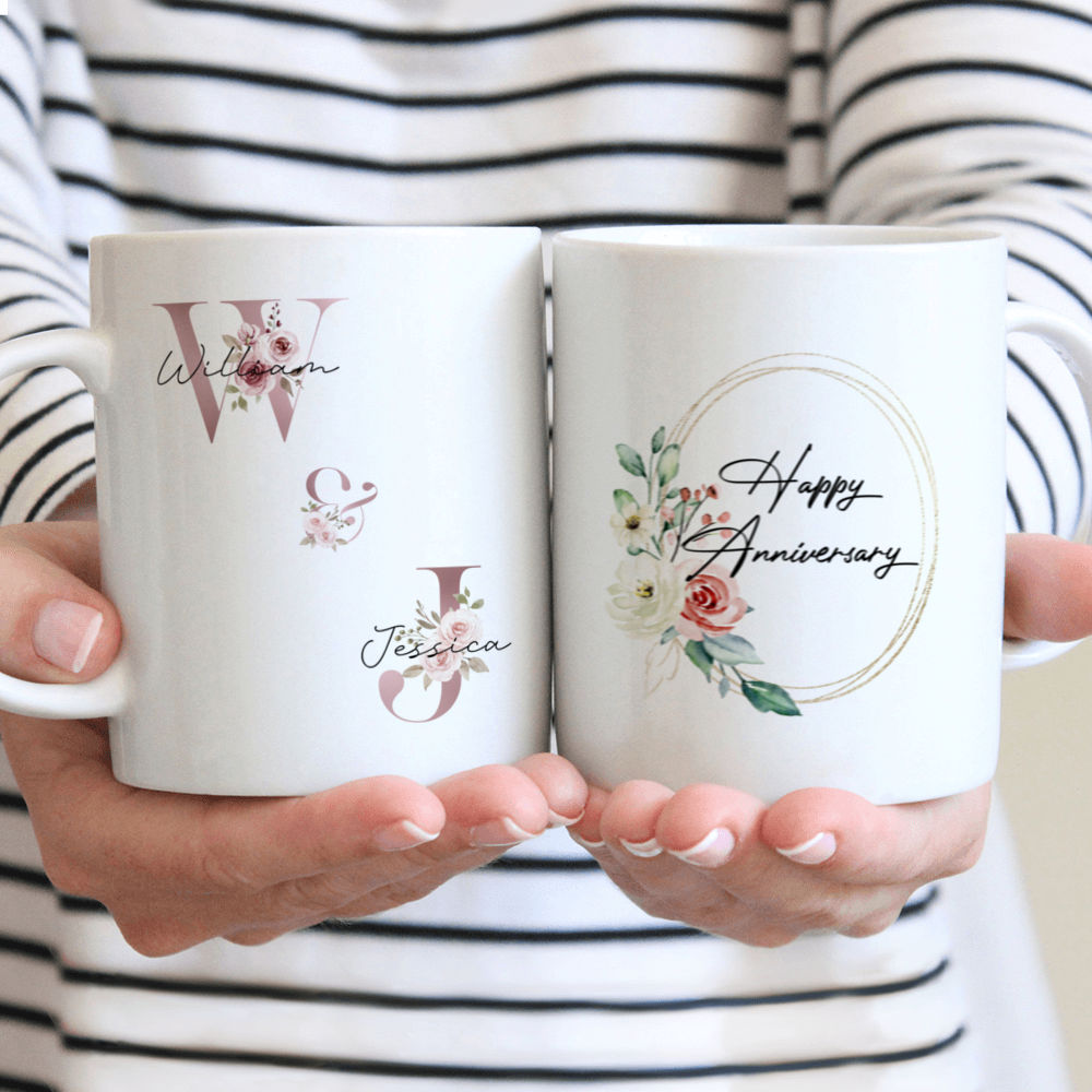 Couple Mug - Custom Text - Custom Name - Custom Mug - Happy Anniversary - Happy Wedding - Thank You - Lovely Gifts For Bestie, Family, Friend, Parents, Grandparents, Sister, Son, Daughter, Girlfriend-  Personalized Mug - 39738 39732