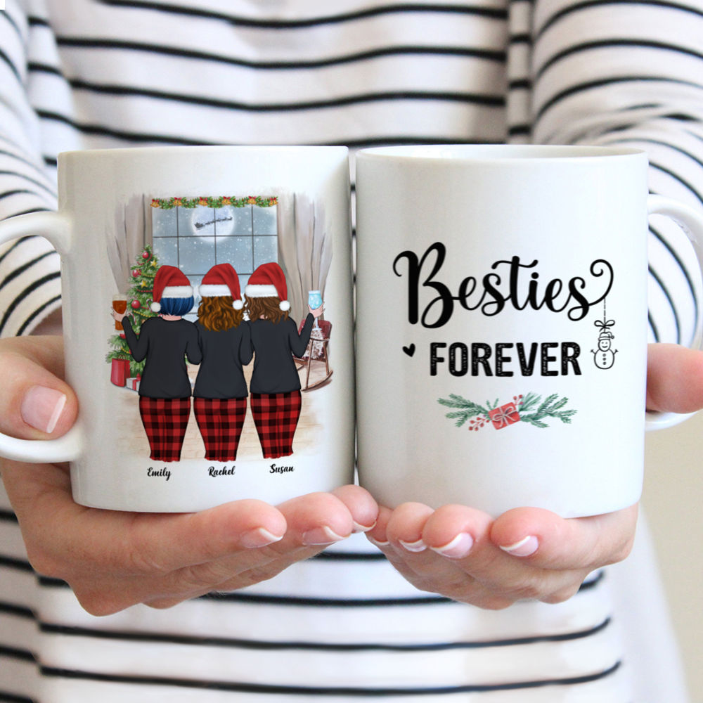 Personalized Mug - Xmas Pyjama - Up to 4 Ladies - Besties Forever (4)