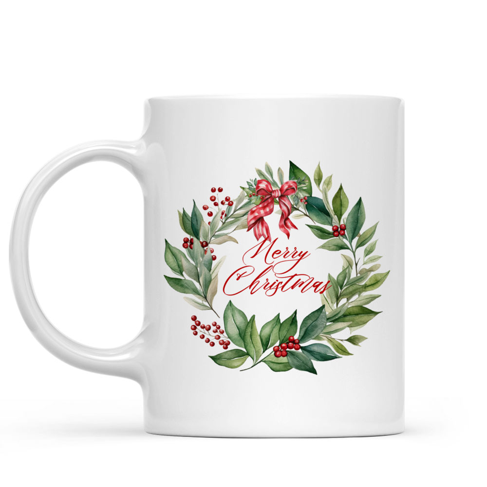 Monogram Illustrated Wreath Coffee Mug Initial Mug With Illustrated Wreath  Personalized Coffee Mug 