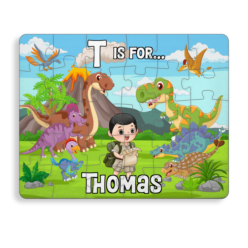 Personalized Puzzle - Jigsaw Puzzle Personalized - Dinosaur kids puzzle  (41360) BG1