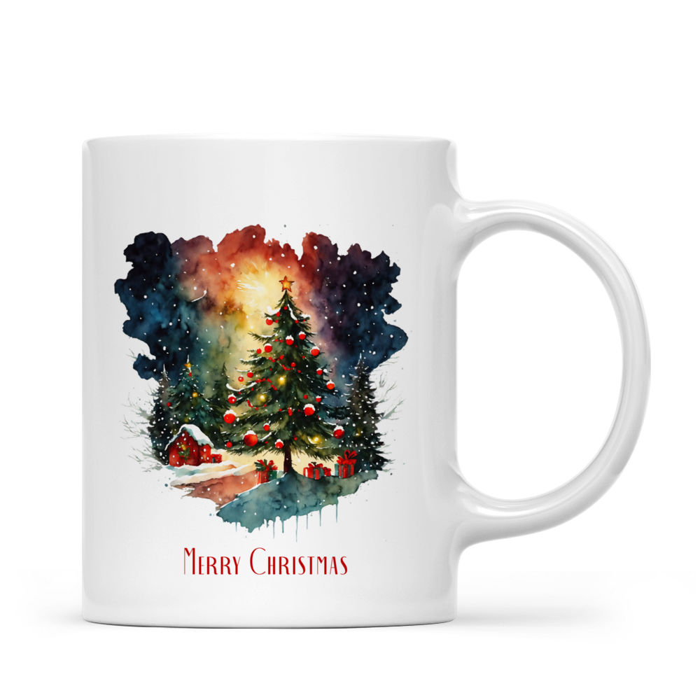 Christmas Mug - Christmas Storefronts Watercolor Mug - Custom Mug - Christmas Tree - Gifts For Family, Friends, Sisters, Brothers, Daughter, Husband, Wife - Personalized Mug - 39868 39870_2