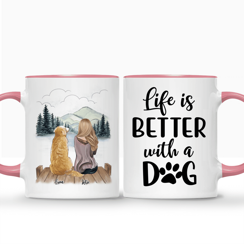 Personalized Dog Mugs - Girl and Dogs - Life Is Better With Dogs_3