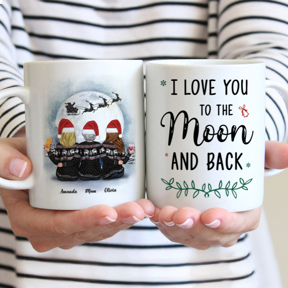 Christmas Moon - I Love You To The Moon And Back - Personalized Mug