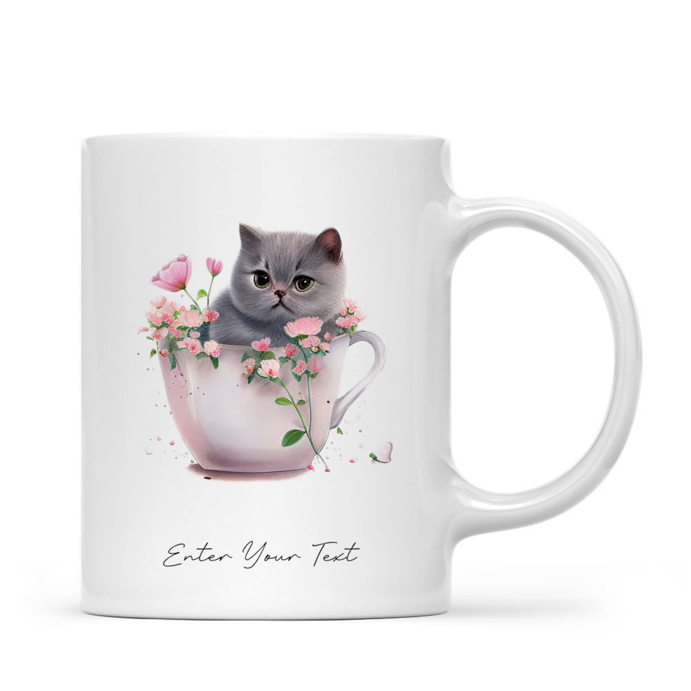 Cat And Flower - Christmas Cat – Merry Christmas Mug - Custom Mug - Cute Kitten Baby Cat - 4th July - Gifts For Bestie, Family, Friend, Parents, Sister, Brother, Grandparent - Personalized Mug 40421 40420_2