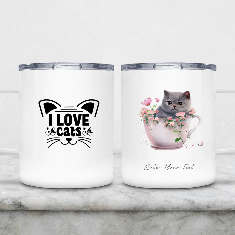 Girl and Cats Christmas Personalized Mug - Name, skin, hair, cat, back –  Giftymize™️