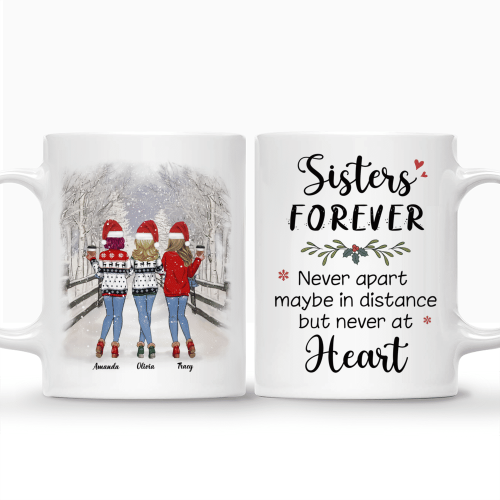 Personalized Mug - Snow Road Mug - Sisters forever, never apart. Maybe in distance but never at heart_3