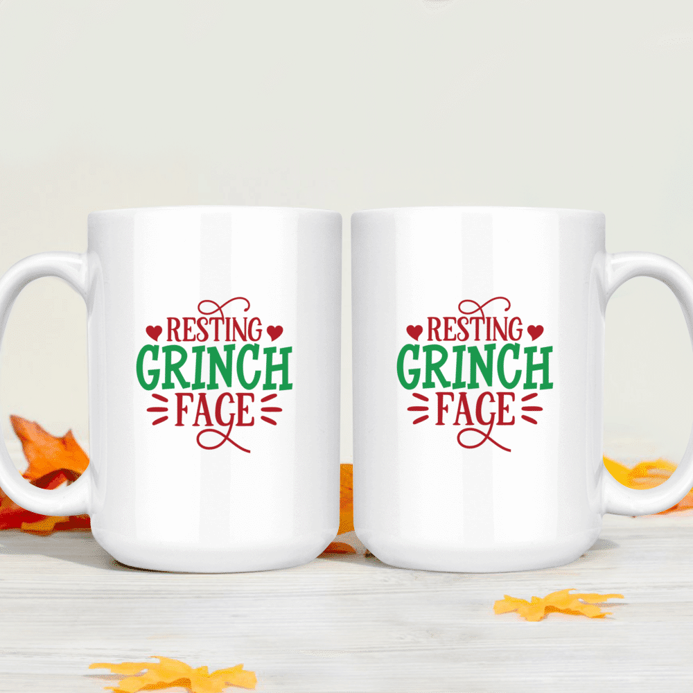 Resting Grinch Face Coffee Mug - 15oz Ceramic Coffee Mug