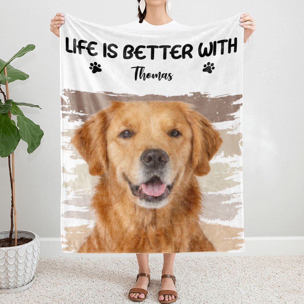 Photo Blanket - Custom Photo Better Life With Dog Cat - Gift For Pet Lovers - Christmas Gift 2024 - Personalized Photo Blanket_6