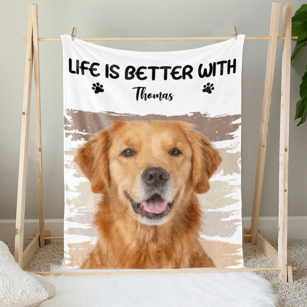 Photo Blanket - Custom Photo Better Life With Dog Cat - Gift For Pet Lovers - Christmas Gift 2024 - Personalized Photo Blanket_7