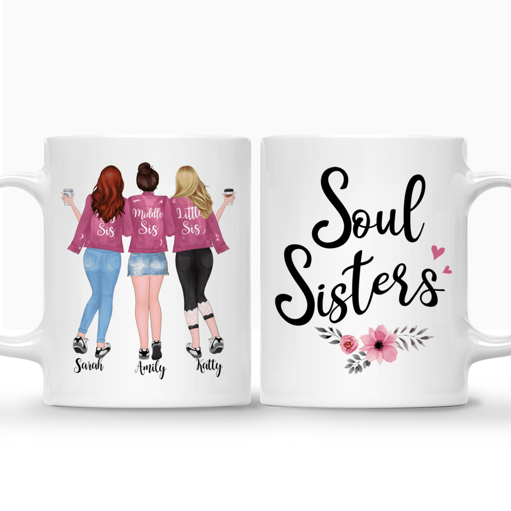 Personalized Mug - Up to 5 Sisters - Soul Sisters - Pink White_3