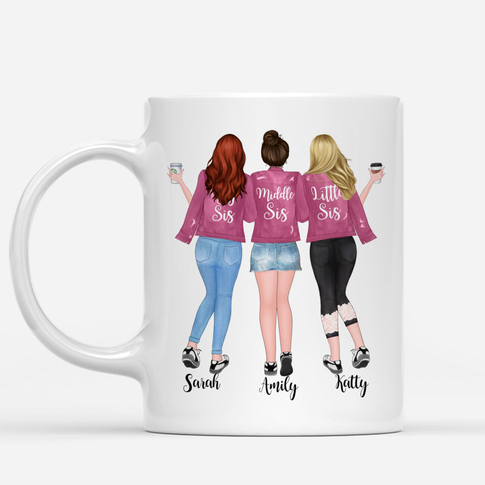Up to 5 Sisters - Soul Sisters - Pink White - Personalized Mug_1