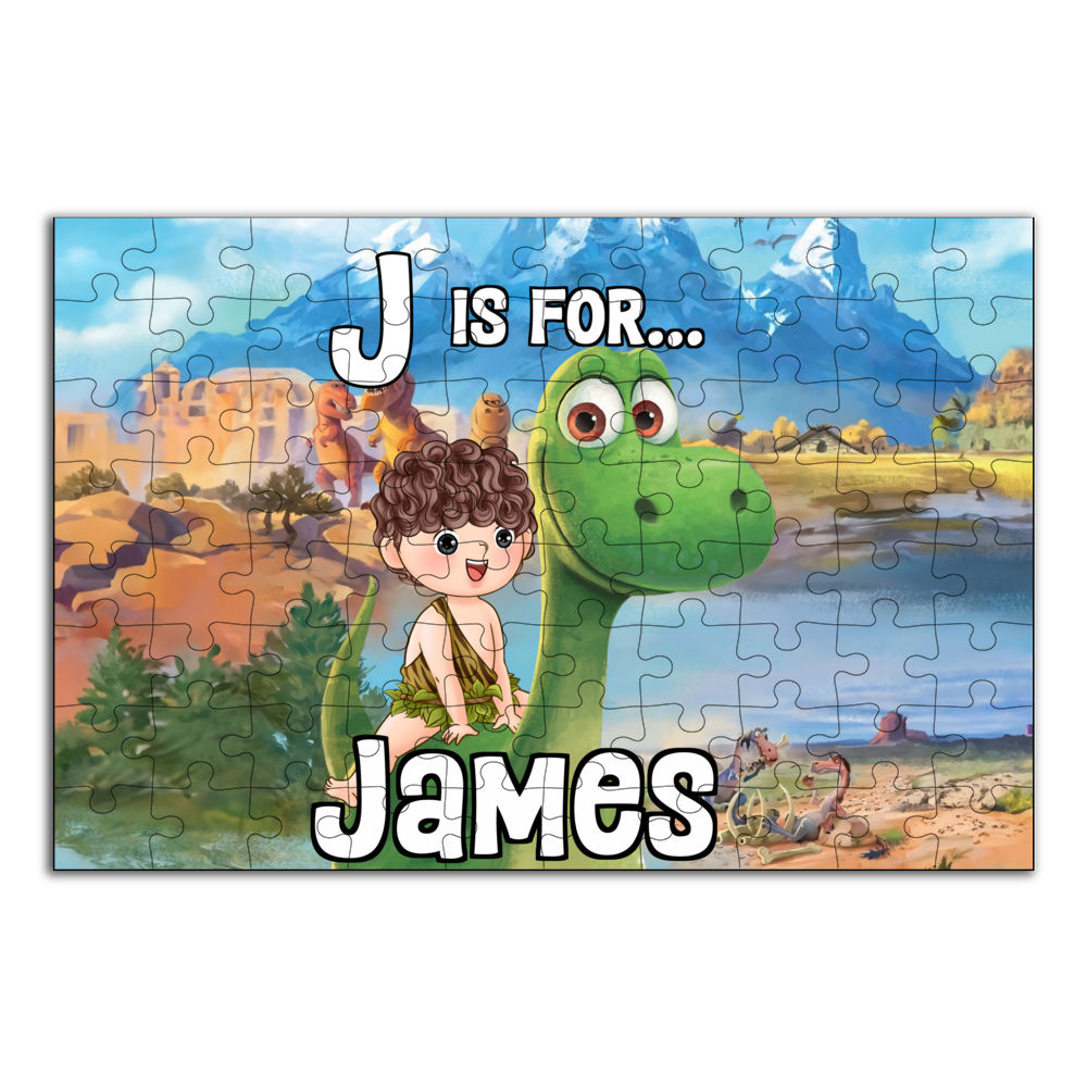 Personalized Puzzle - Jigsaw Puzzle Personalized - Dinosaur kids puzzle  (41360) BG1