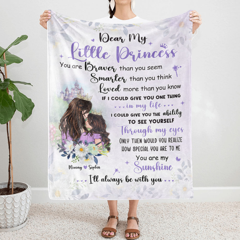 Fleece Blanket - Mother & Little Princess - You Are My Sunshine - Christmas Gift, Birthday Gift for Daughter (b2)_4