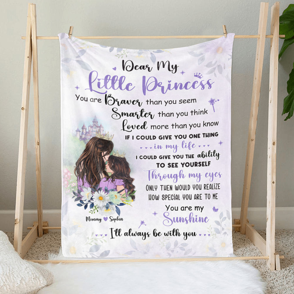 Fleece Blanket - Mother & Little Princess - You Are My Sunshine - Christmas Gift, Birthday Gift for Daughter (b2)_5