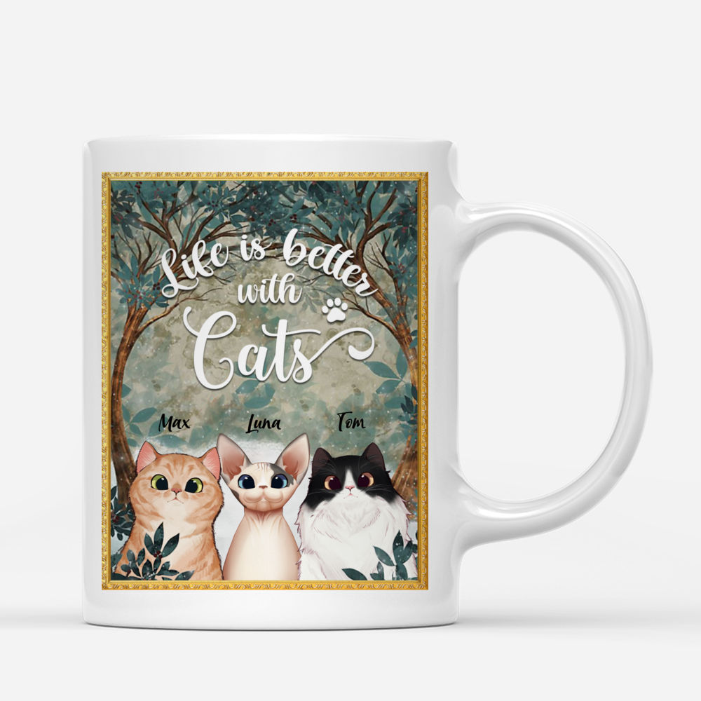 Personalized Mug - Cat Art Mug - Life is better with Cats_1