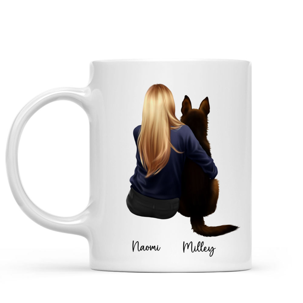 Mom & Dog Mugs - Girl With Dog Mug - Retriever - Sheepdog - Custom Mug - The Key To Happiness Is Dog - Gifts For Bestie, Family, Sister, Cousin, Friends, Lover - 41763 41771_1