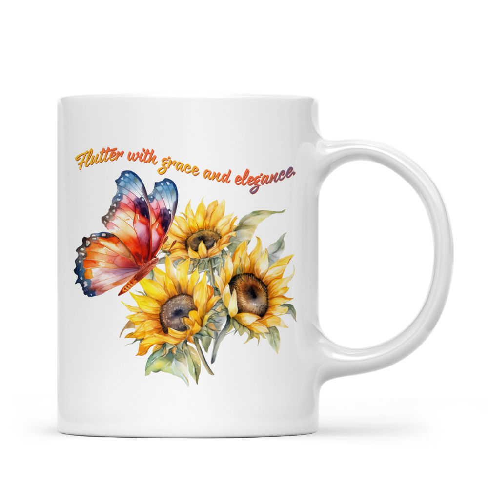 Butterfly Mug - Butterfly Quotes Mug -  Flutten With Grace And Elegance - Custom Mug - Gifts For Bestie, Family, Sister, Cousin, Friends, Lover - 41789 41790_2