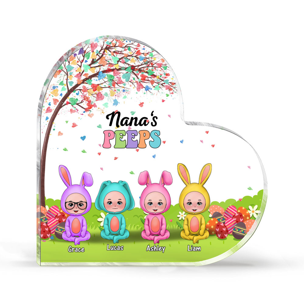 Personalized Desktop - Happy Easter Day - Heart Plaque Acrylic Personalized - Nana Peep - Grandma Easter Egg 2024_6