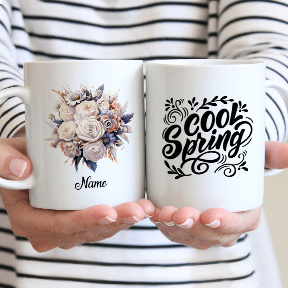 Spring Mug - Spring Quoste - Personalized Cute Watercolor Spring Girl Flower Mug 2024 - Personalized Mug