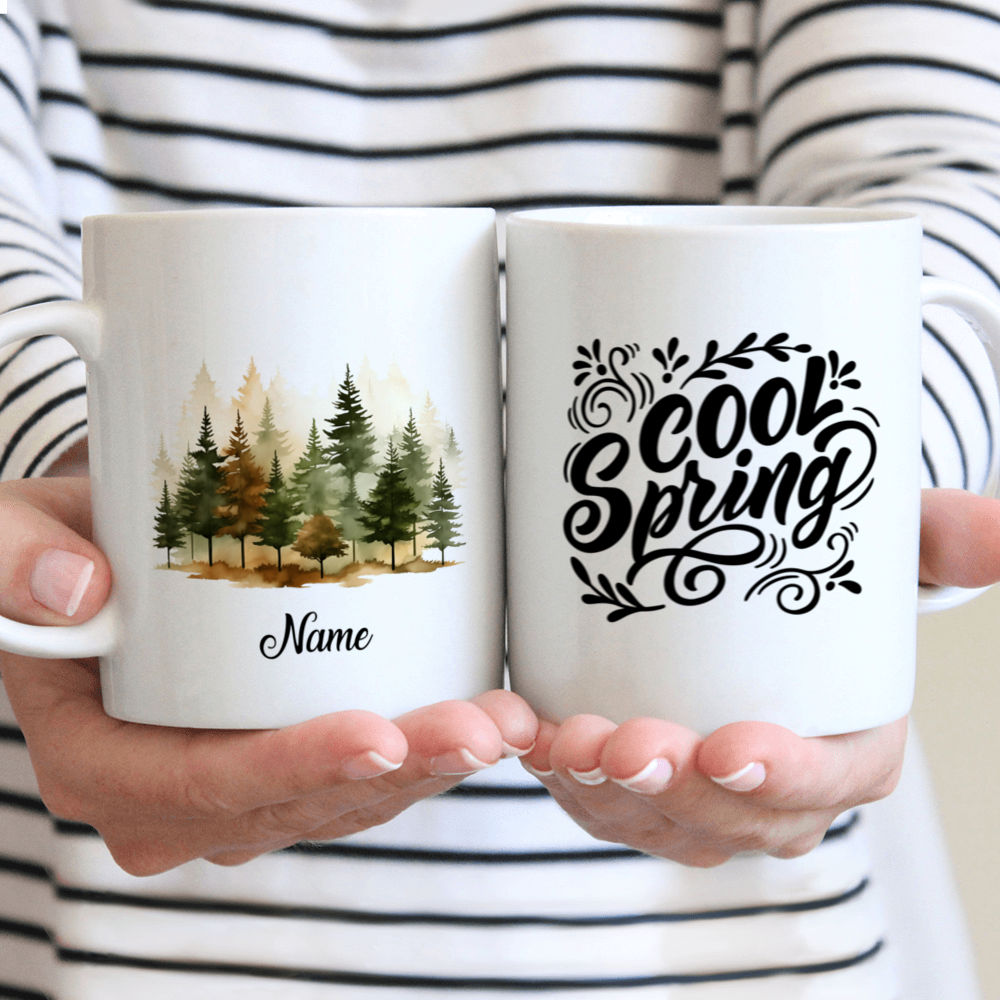 Pine Tree Forest Enamel Camping Mug Watercolor Printed Coffee Mugs