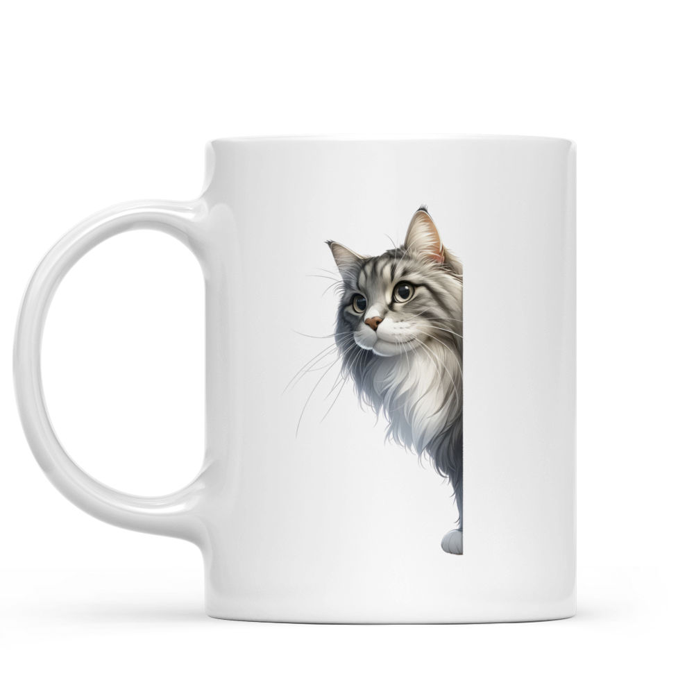 Cat Mug - Cat Peeking Around Corner Mug - Cat Lovers Mug - Custom Mug - Gifts For Family, Grandma, Grandpa, Mother, Father, Friend, Sister, Brother - 42020 42023_1