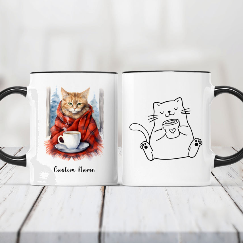 Handmade Cat design Coffee mug