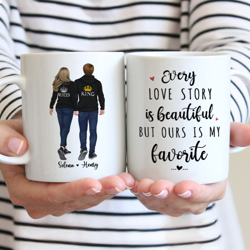 Personalized Mug - Hoodie Couple - Every Love Story Is Beautiful But Ours Is My Favorite - Couple Gifts, Valentine's Day Gifts