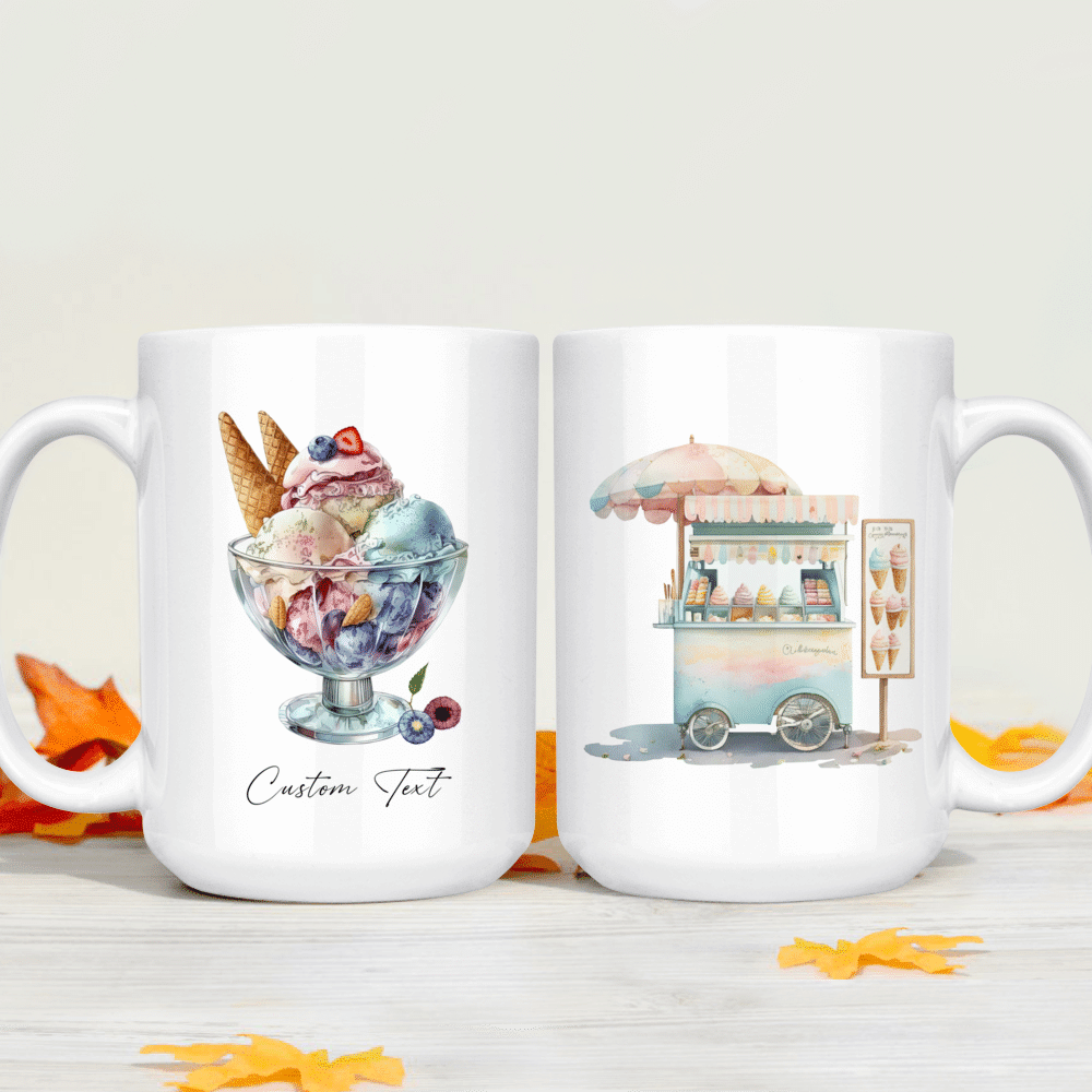 Food Mug - Ice Cream Dessert Mug - Ice Cream Stand Sweets Storefront Mug -  Custom Mug - Gifts For Bestie, Family, Sister, Cousin, Friends, Lovers