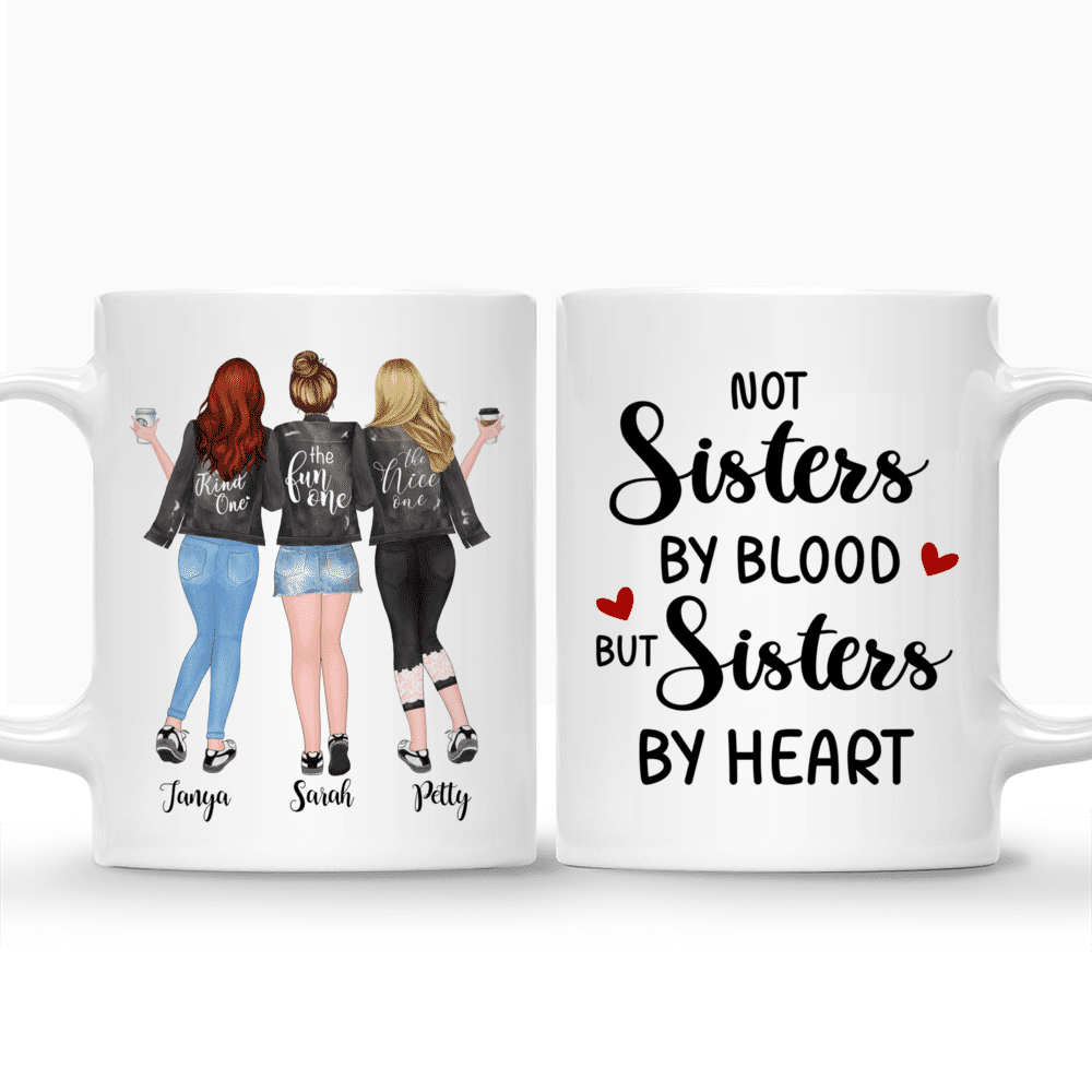 Up to 5 Girls - Not sisters by blood but sisters by heart - Personalized Mug_3