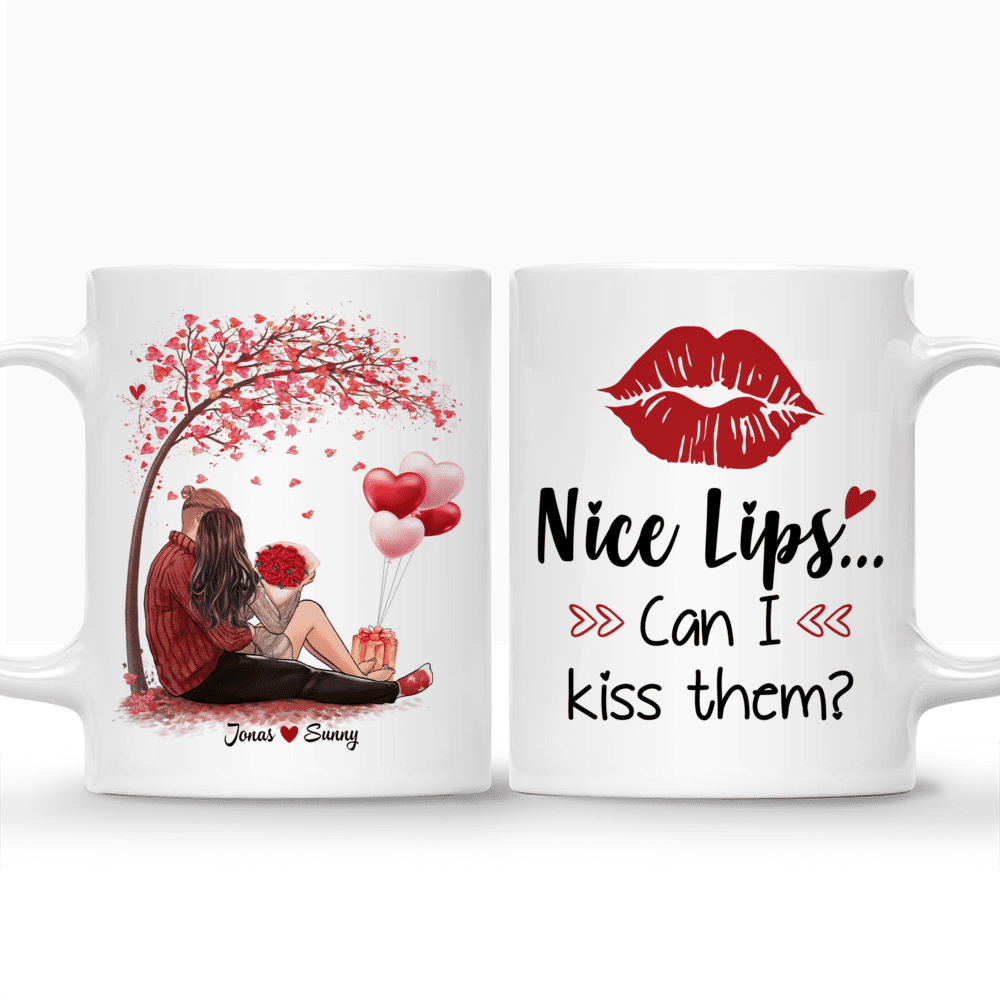 Valentine Couple Mug - Nice Lips... Can I kiss them? - Couple Gifts, Valentine's Day Gifts, Gifts For Her, Him - Personalized Mug_3