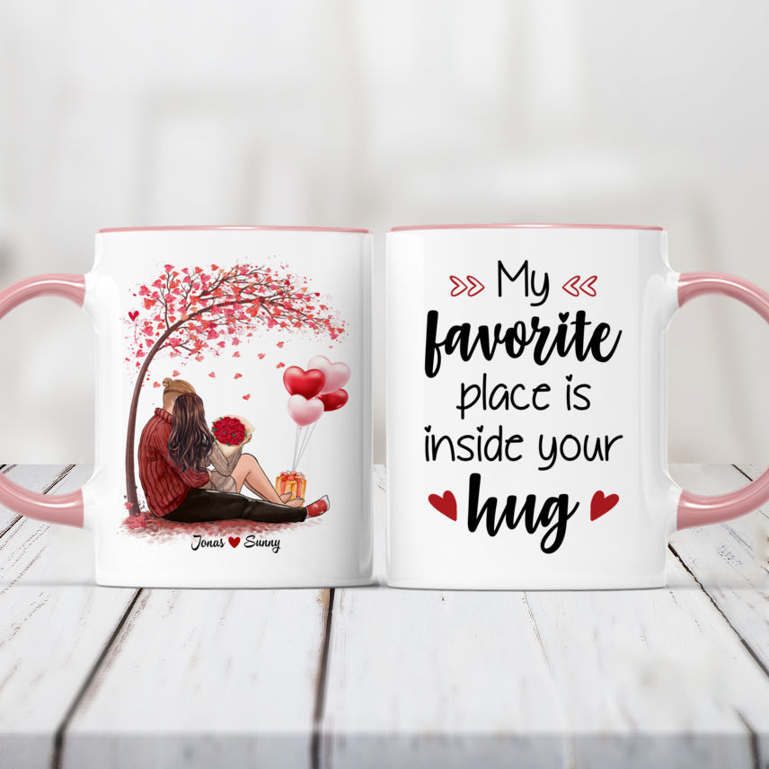 Valentine Couple - Mug - My favorite place is inside your hug