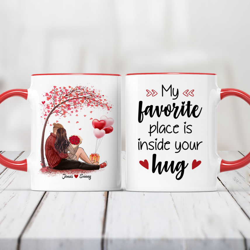 Valentine Couple - Mug - My favorite place is inside your hug