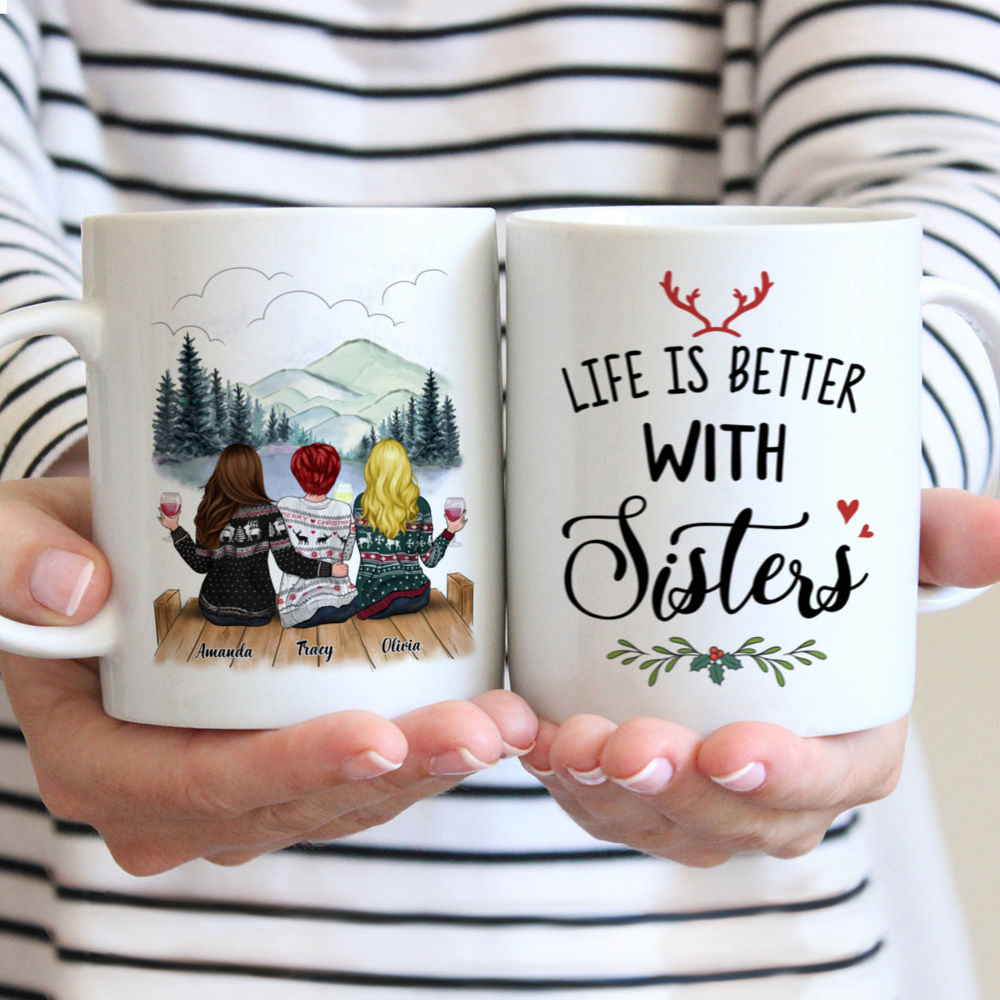 Personalized Mug - Mountain View - Life Is Better With Sisters