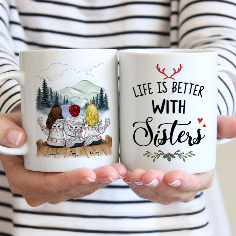 Personalized Mug - Lake View - Life Is Better With Sisters