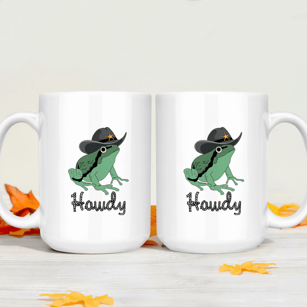 Frog mug - Funny Cowboy Frog Mug, Frog Howdy Mug, Mug Lovers Gift for  Friends, Love Coffee Mug 42573