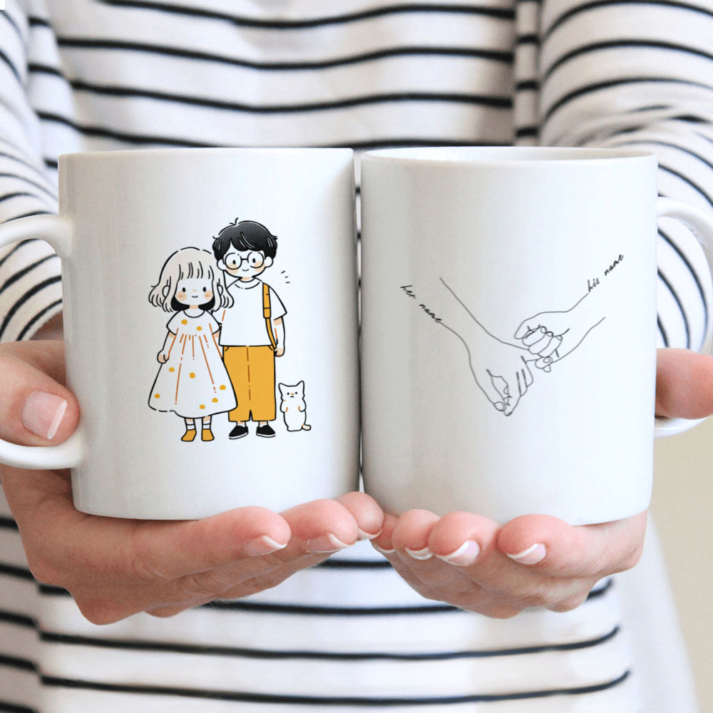 Valentine Mug - Couple Mug - Holding Hands Couple - Custom Mug - Gifts For Family, Daughters, Sisters  Lovers, Girlfriend, Wife, Friends-  Personalized Mug - 42713 42712