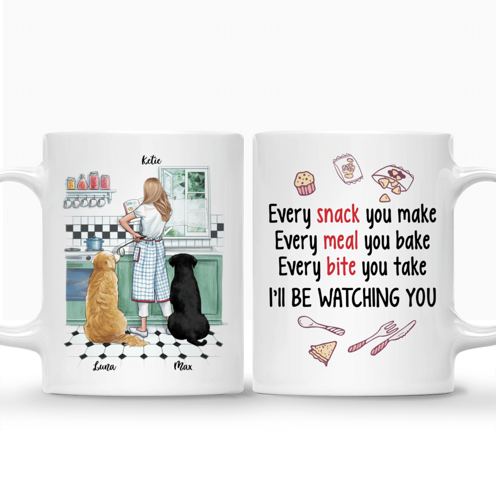 Personalized Girl & Dogs Mug - I'll Be Watching You Custom Mug_3