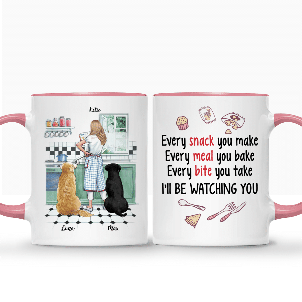 Personalized Girl & Dogs Mug - I'll Be Watching You Custom Mug_3