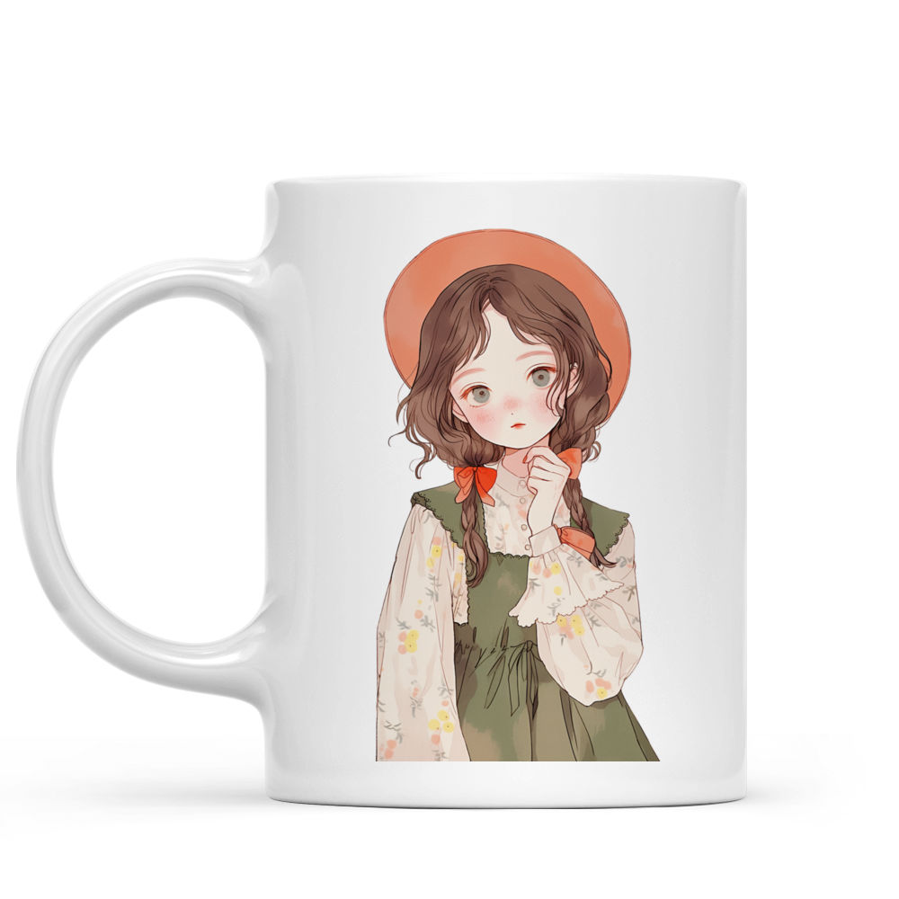 Girl Mug - Anime Kawaii Girl With Beret Mug - Custom Mug - Gifts For Family, Lovers, Husband, Wife, Friends-  Personalized Mug - 42810 42811_1