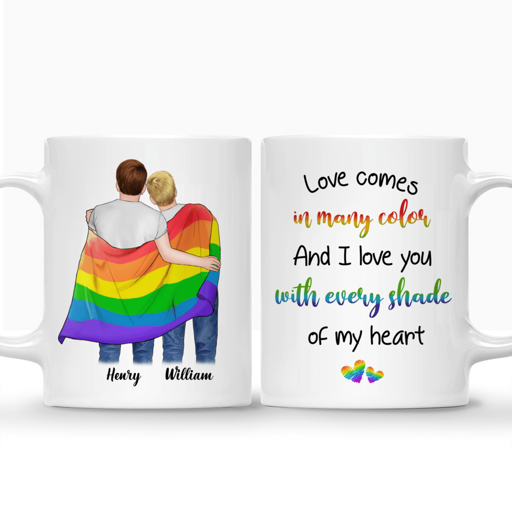 LGBT Couple | M - Love comes in many Color. And I love you with every shade of my heart - Couple Gifts, Valentine's Day Gifts - Personalized Mug_3