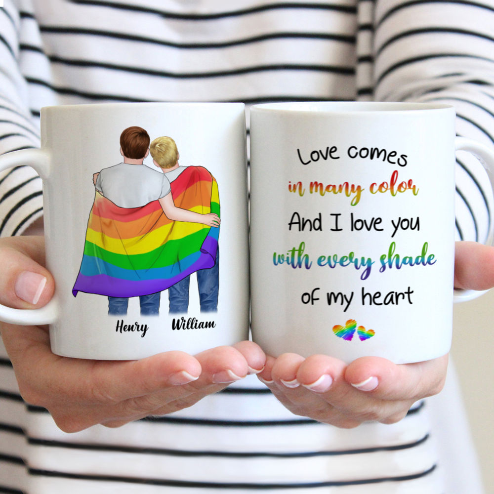 LGBT Couple | M - Love comes in many Color. And I love you with every shade  of my heart - Couple Gifts, Valentine's Day Gifts