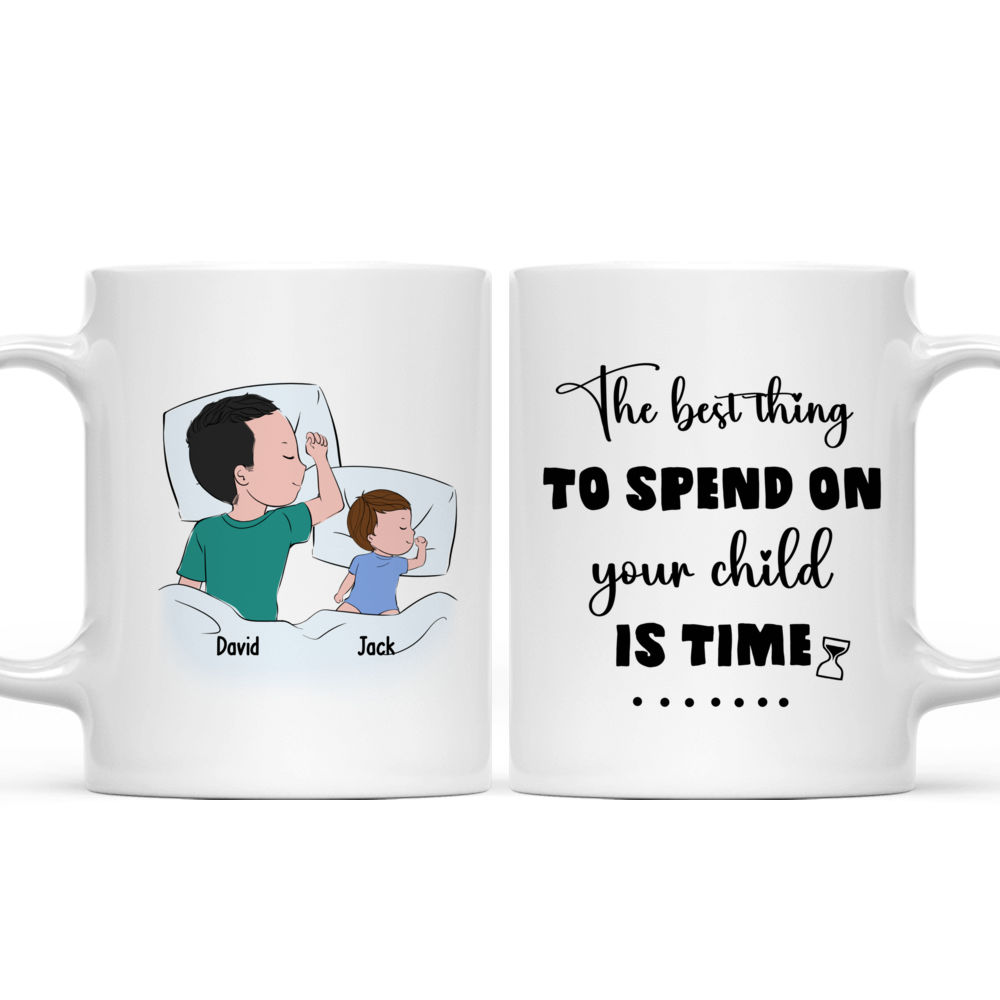 Father and Kids - The best thing to spend on your child is time - Personalized Mug_5