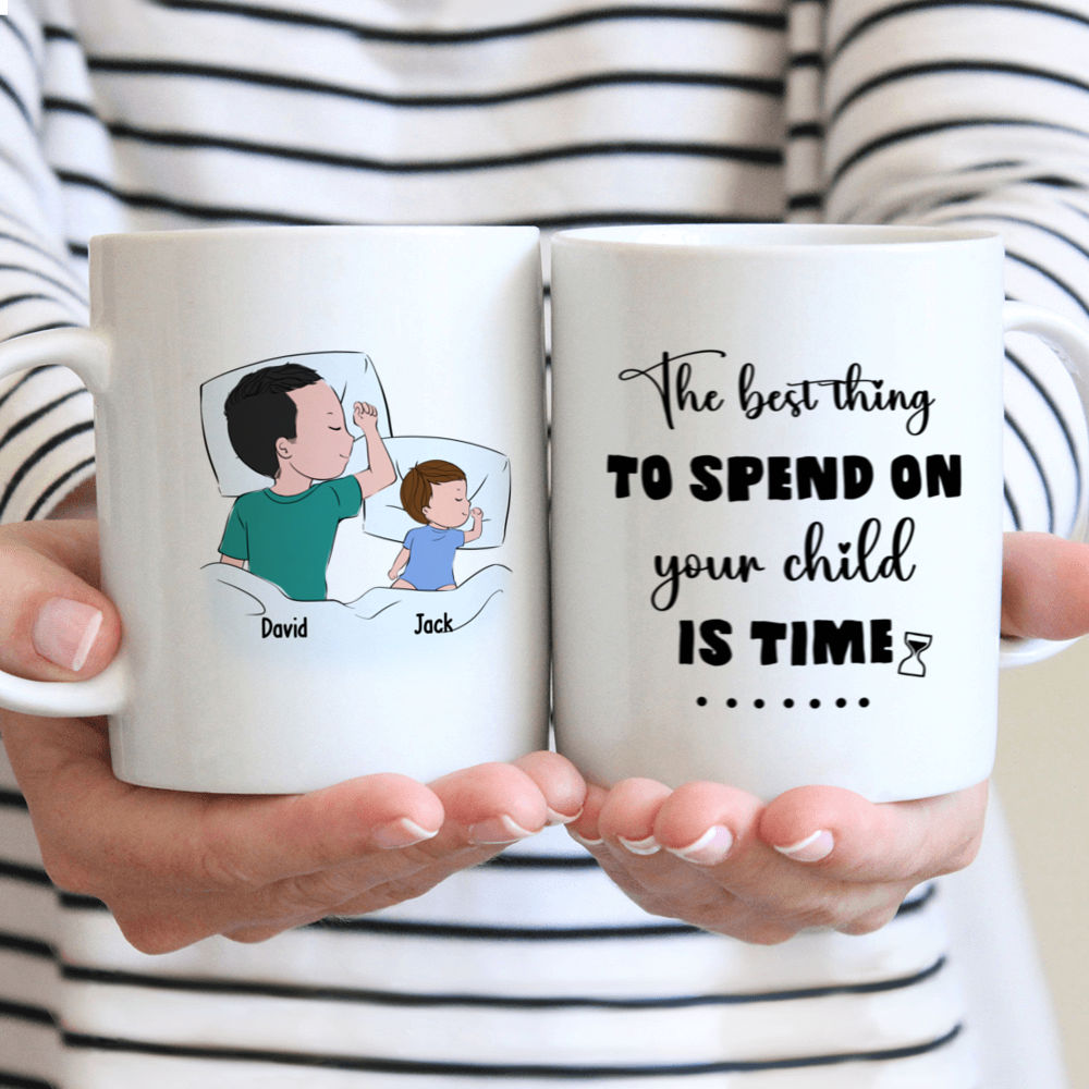 Personalized Mug - Father and Kids - The best thing to spend on your child is time_2