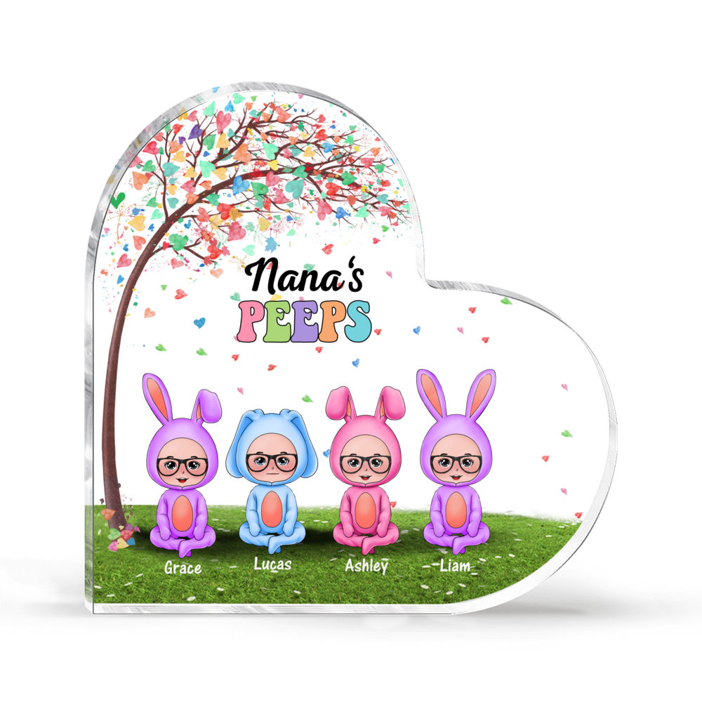 Personalized Desktop - Acrylic Heart Plaque - Nana's Peeps - Grandma Mom's Peep Kids - Easter Day Gift_3